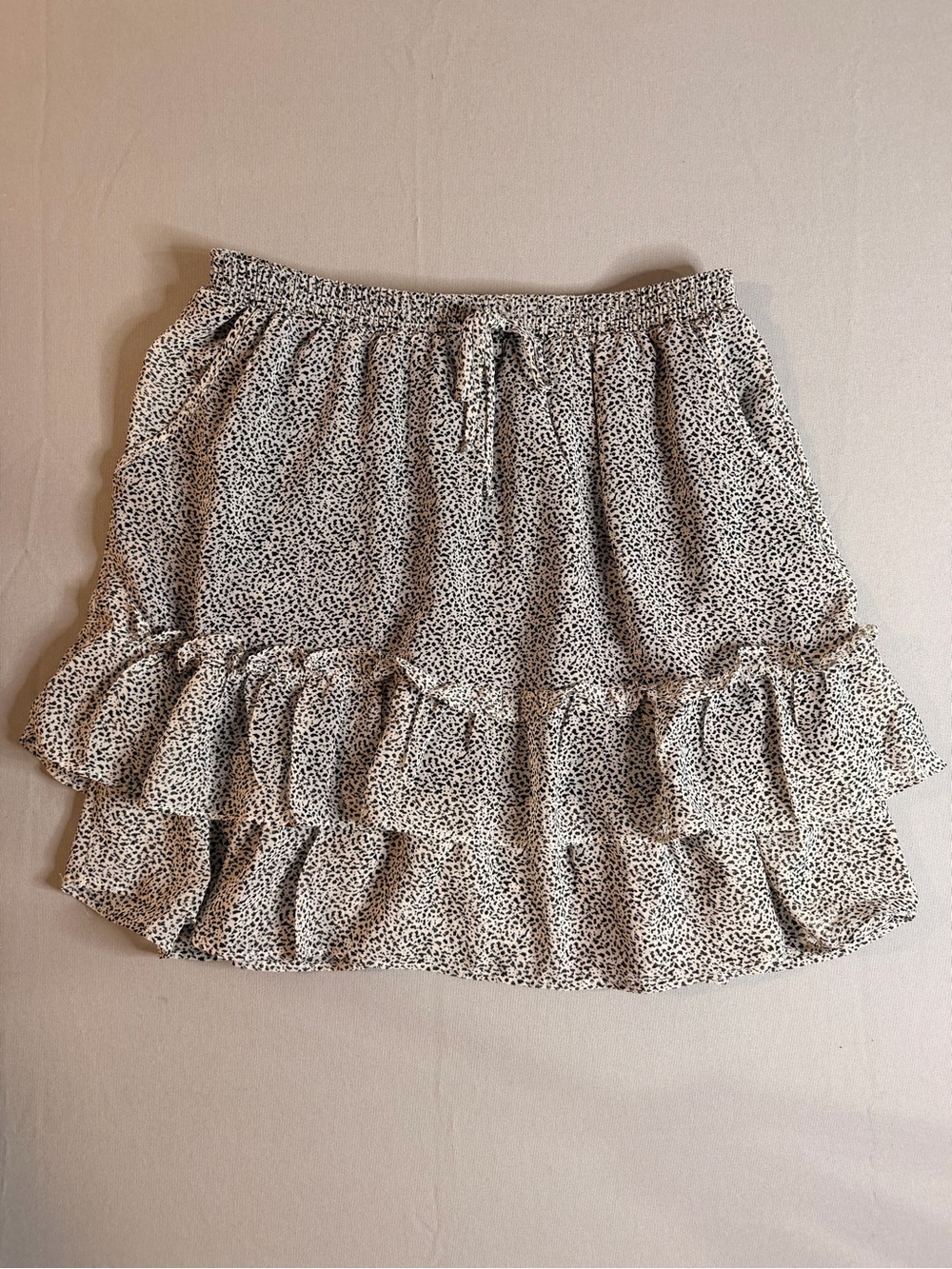 Sienna Sky Women’s Cream/Black Mini Skirt with Black Spot Print